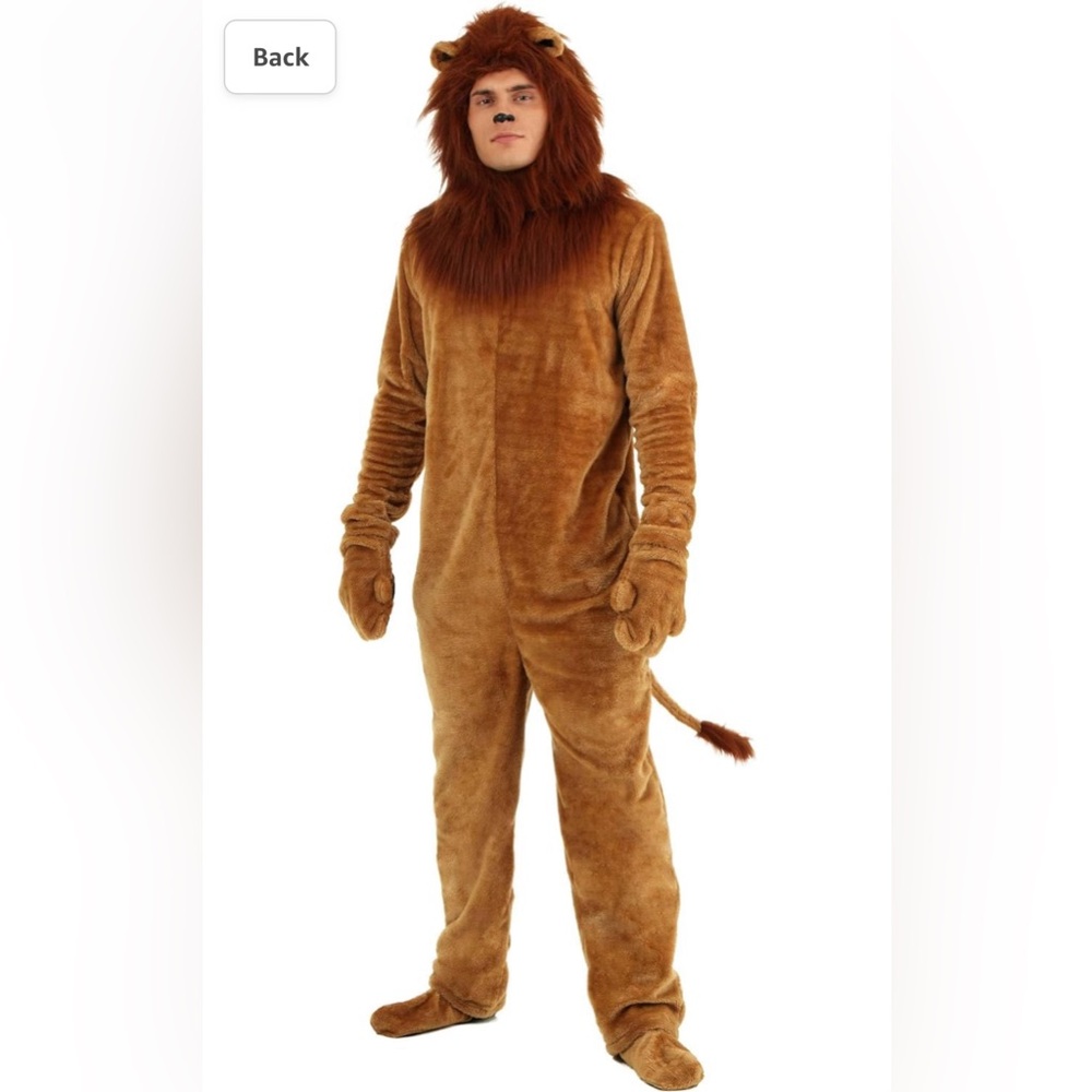 Lion Costume adult onesie bodysuit. Size Large.